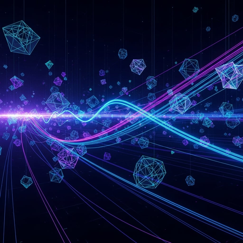 Illustration abstraite futuriste avec des formes géométriques lumineuses
